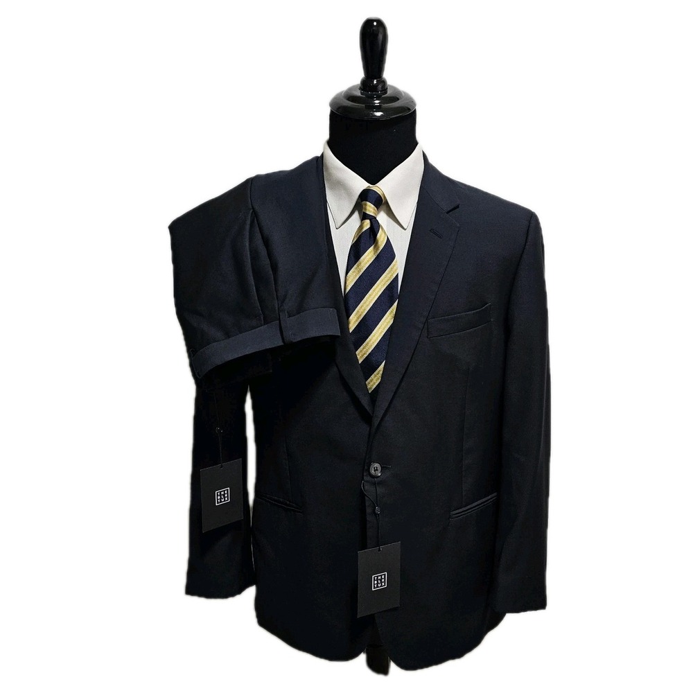 NWT The Blk Tux Tollegno 1900 Suit Mens 44R Pants 36x26 100% Wool Midnight Blue